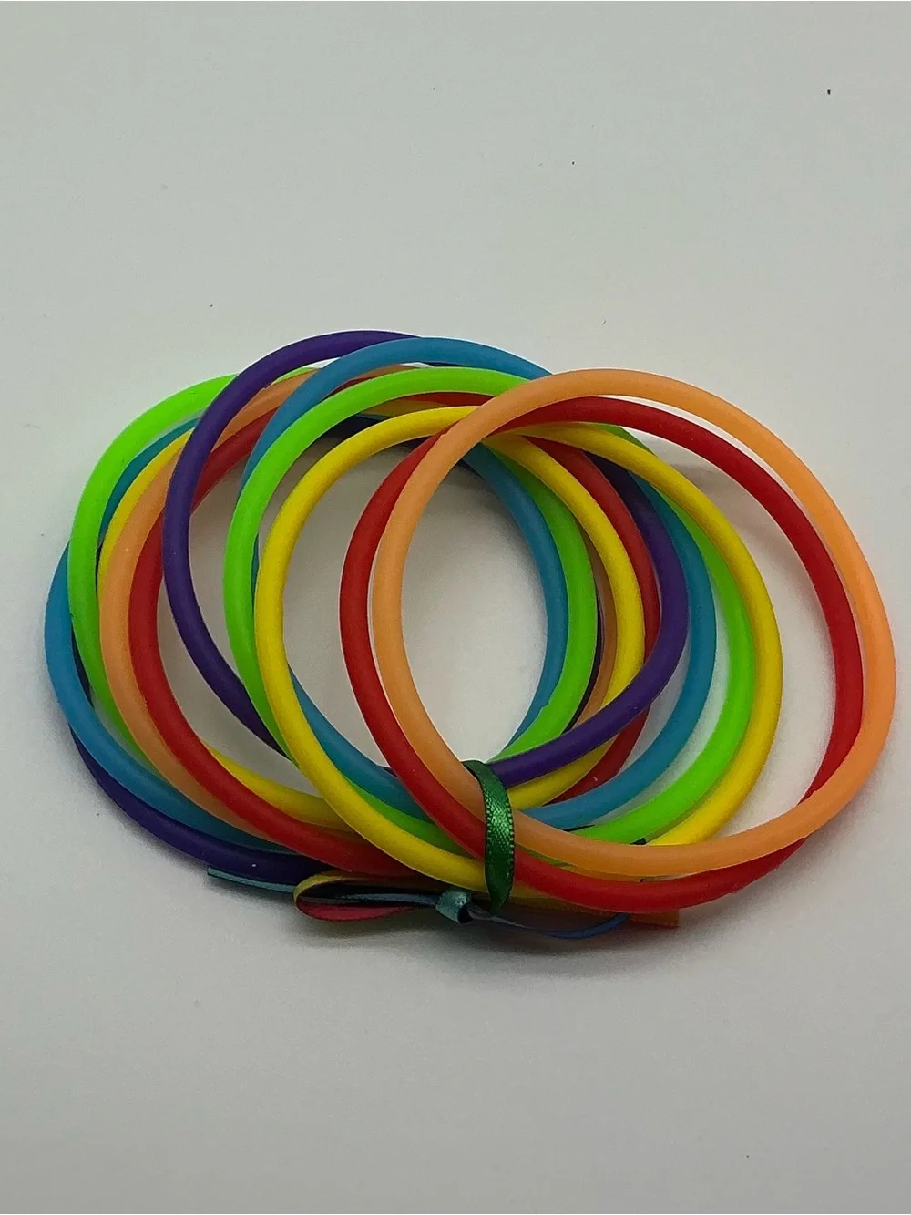 Pastel Green and Rainbow 80s Barrettes & 12 Rainbow Jelly Bracelets